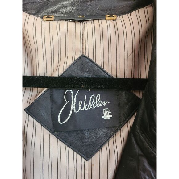 Italian Design J Walden Vintage Leather Trench Coat Sz 40 Black 52" Long‎ - Picture 5 of 11